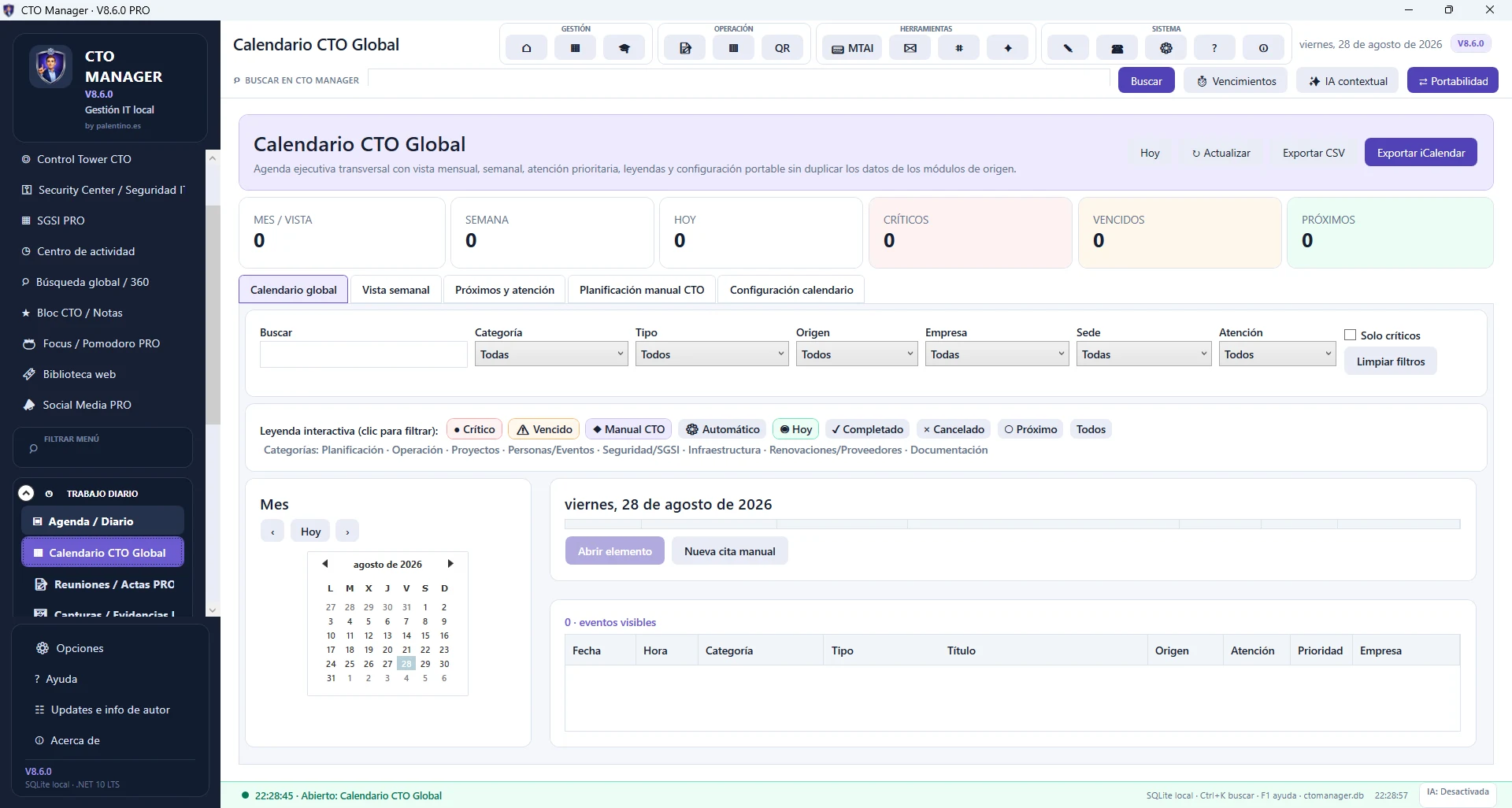 CTO Manager V8.6.0 - Calendario CTO Global