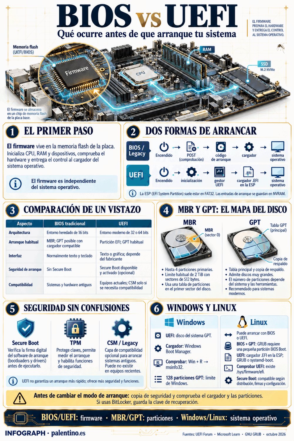 ⚙️ bios, uefi, mbr y gpt: lo que ocurre antes de que arranque tu ordenador